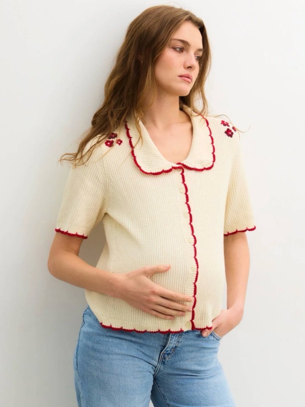 HATCH The Crocheted Scalloped Cardigan Knit Top Cotton EUC 2